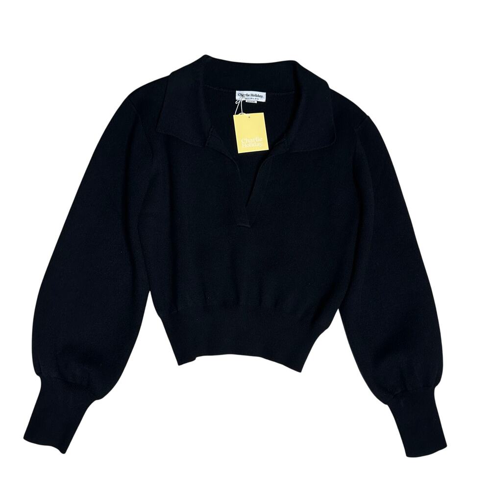 Charlie Holiday Black V Neck Pullover Sweaters